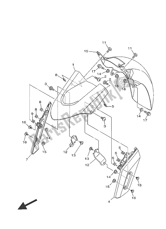 All parts for the Fender of the Yamaha XP 500 2016