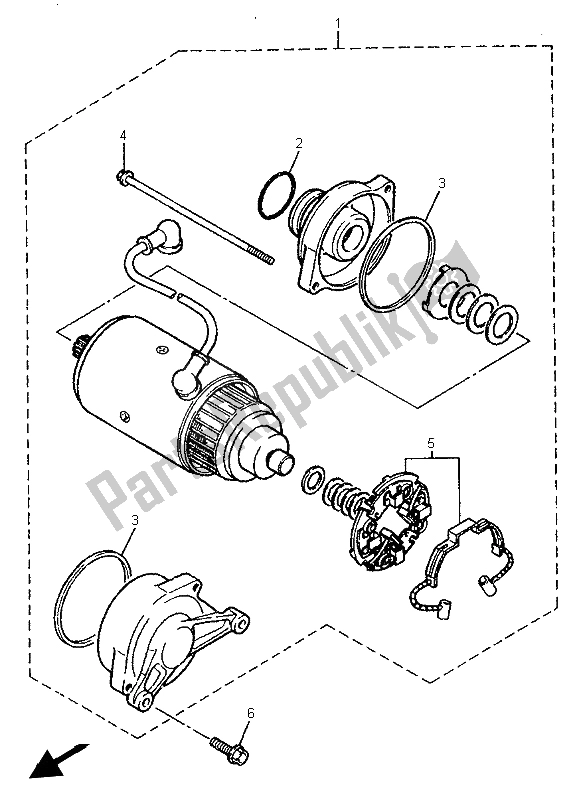 All parts for the Starting Motor of the Yamaha XJR 1300 SP 1999