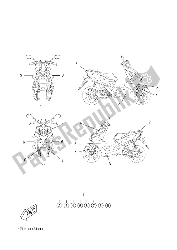 Toutes les pièces pour le Graphique Et Emblème du Yamaha NS 50 Aerox 2014