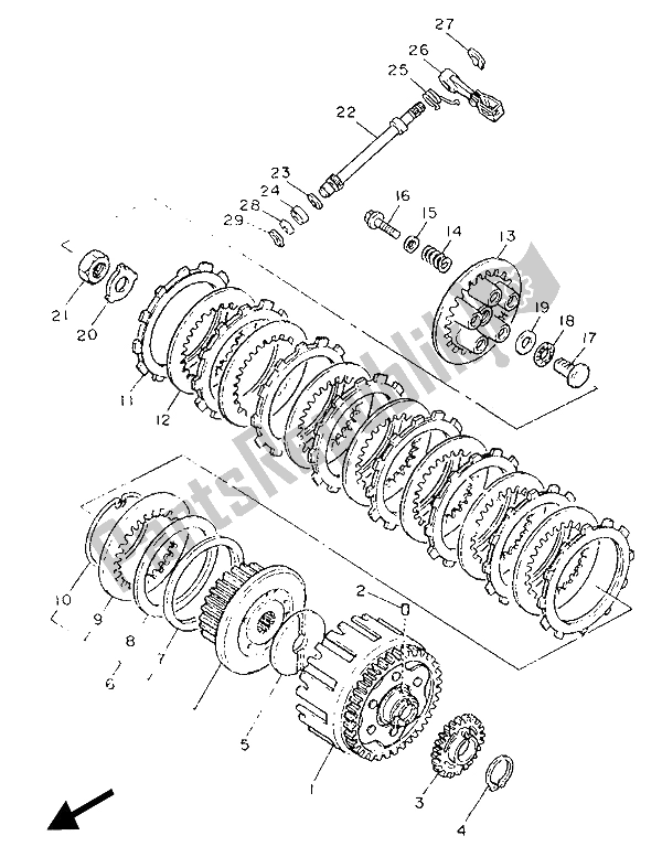 Toutes les pièces pour le Embrayage du Yamaha XJ 600 1989