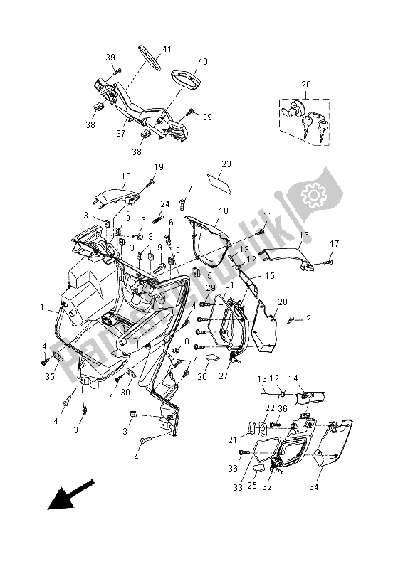 Tutte le parti per il Scudo Per Le Gambe del Yamaha YP 250R 2015