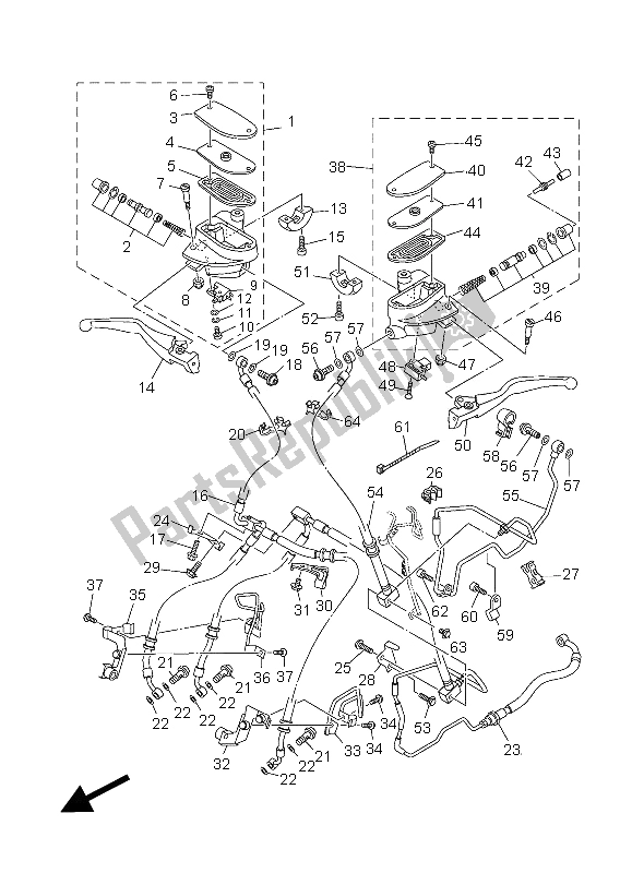 All parts for the Front Master Cylinder of the Yamaha XV 1900A 2012