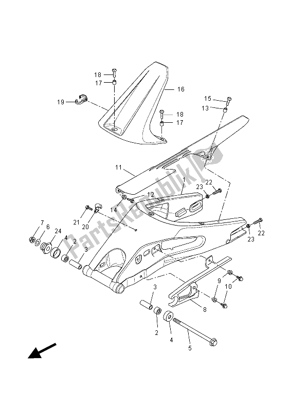 All parts for the Rear Arm of the Yamaha MT 125A 2015