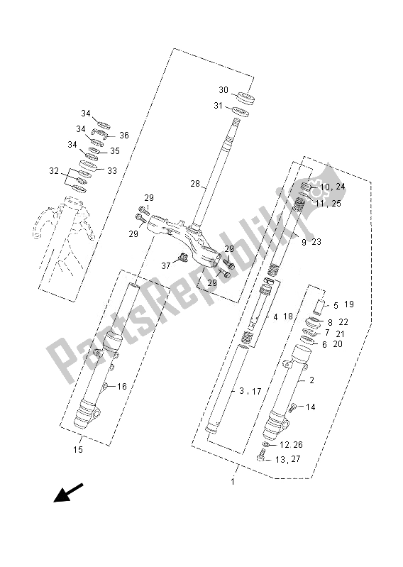 All parts for the Steering of the Yamaha YP 250R 2013