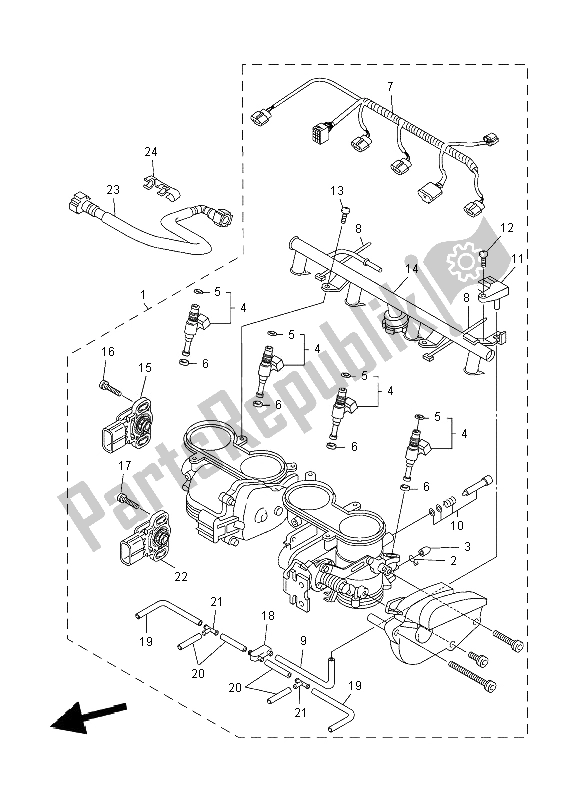All parts for the Intake 2 of the Yamaha YZF R1 1000 2008