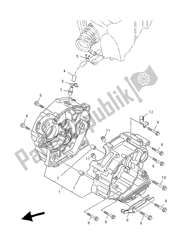 All parts for the Crankcase of the Yamaha YBR 125 ED 2007