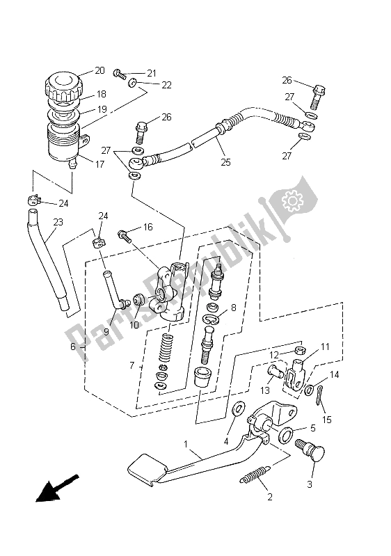 Toutes les pièces pour le Maître-cylindre Arrière du Yamaha XJ 600S Diversion 1997