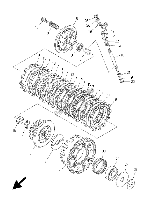 All parts for the Clutch of the Yamaha TDM 900A 2005