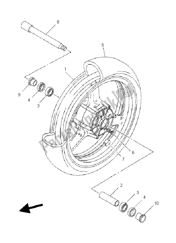 All parts for the Front Wheel of the Yamaha XJR 1300 2011