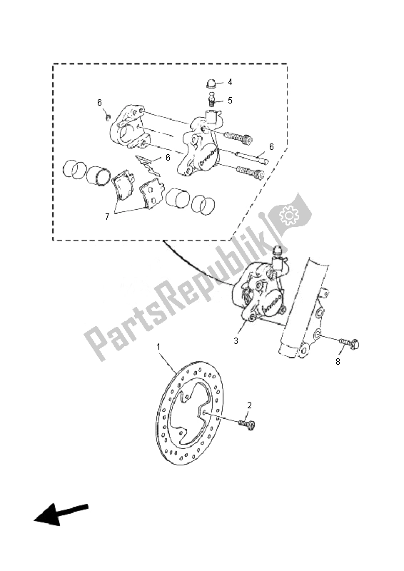 All parts for the Front Brake Capiler of the Yamaha CS 50R AC JOG 2010