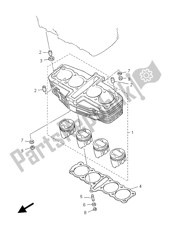 All parts for the Cylinder of the Yamaha XJR 1300 2003