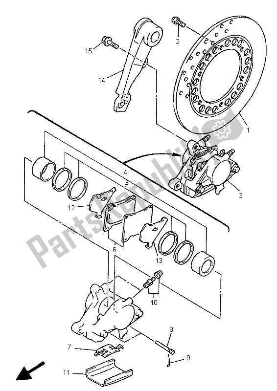 Toutes les pièces pour le étrier De Frein Arrière du Yamaha YZF 1000R Thunderace 1997