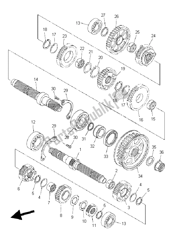 All parts for the Transmission of the Yamaha XVS 950A 2011