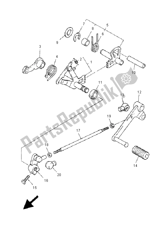 All parts for the Shift Shaft of the Yamaha XJ 900S Diversion 2001