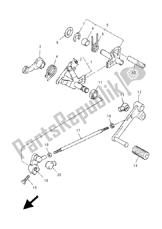 All parts for the Shift Shaft of the Yamaha XJ 900S Diversion 2001