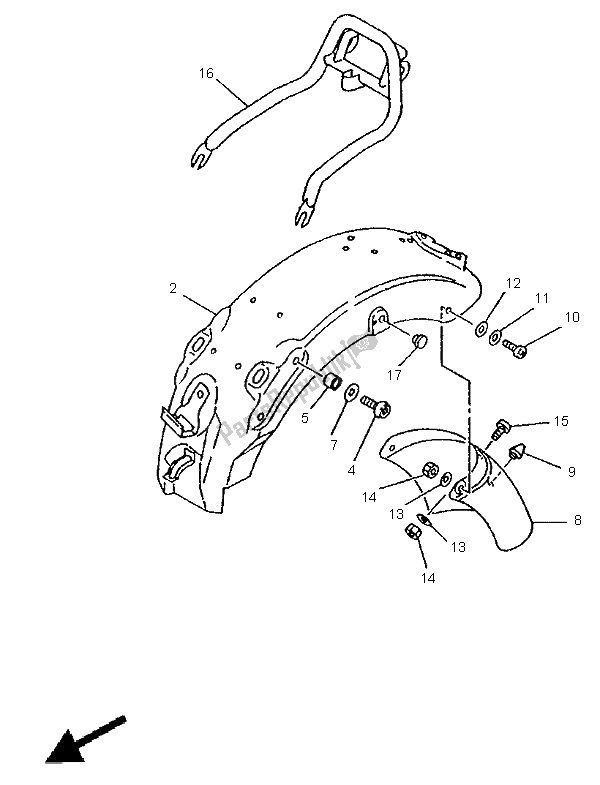 All parts for the Alternate Fender (fin,nl) of the Yamaha XV 250 Virago 1996