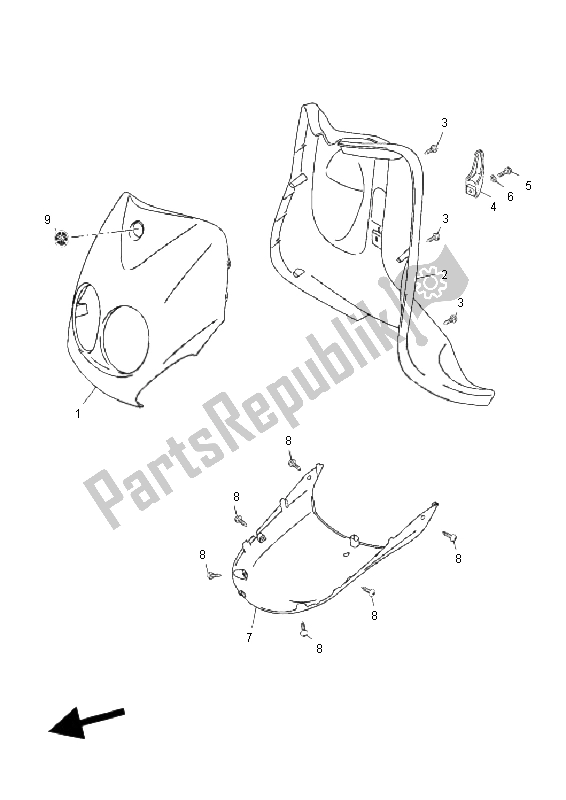 All parts for the Leg Shield of the Yamaha YN 50F T4 Neos 2011