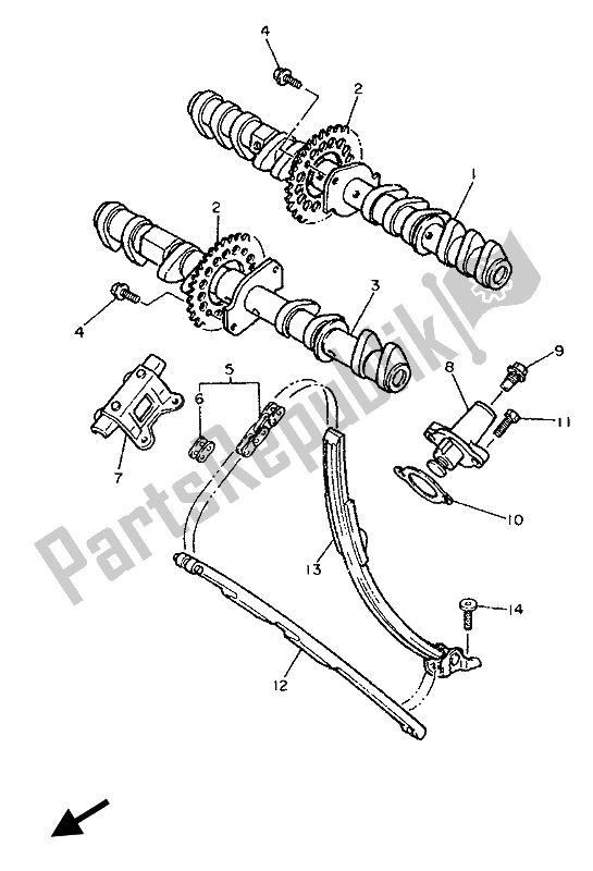 All parts for the Camshaft & Chain of the Yamaha FZR 1000 1993
