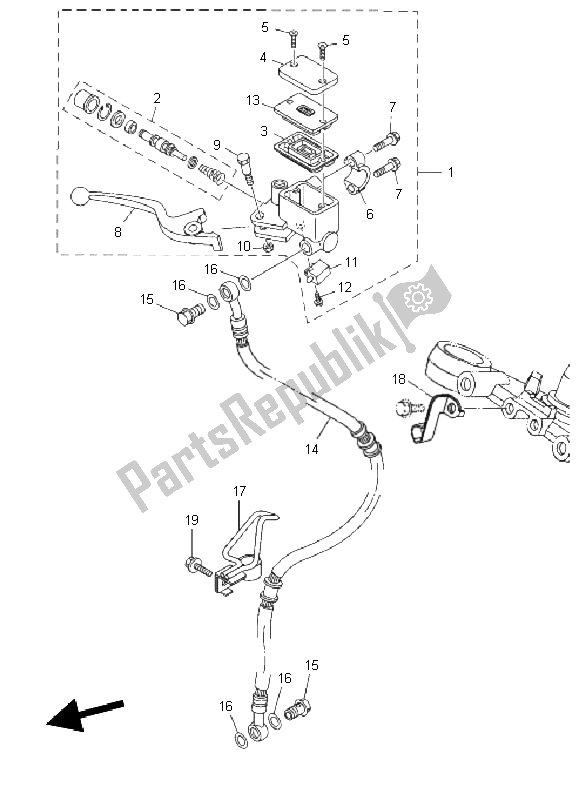 Todas as partes de Cilindro Mestre Dianteiro do Yamaha YBR 250 2011