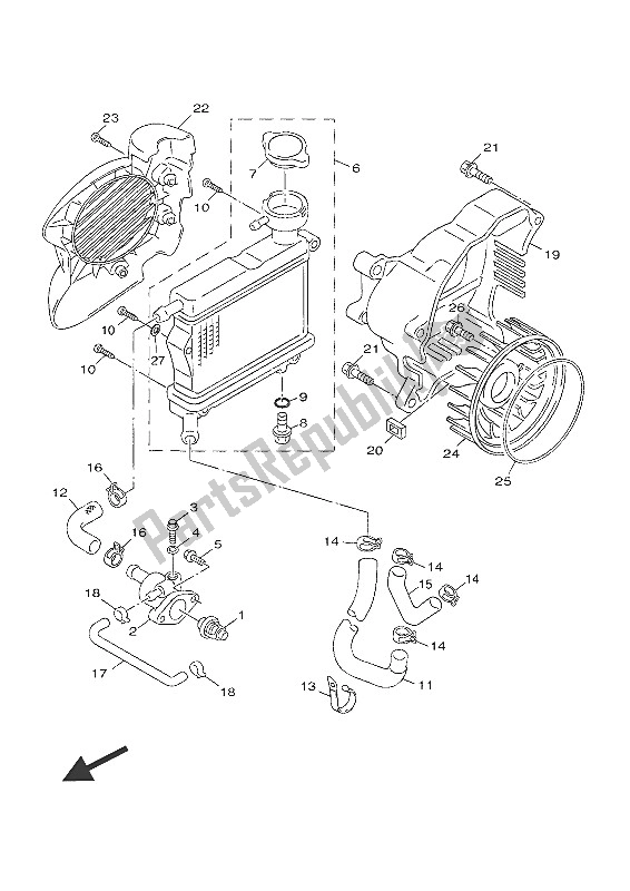 All parts for the Radiator & Hose of the Yamaha NS 50F 2016