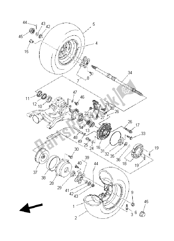 Todas as partes de Roda Traseira do Yamaha YFM 400F Kodiak 4X4 2003