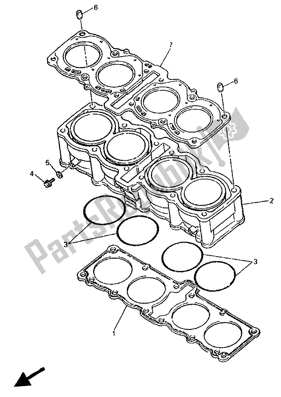 Toutes les pièces pour le Cylindre du Yamaha YZF 750 SP 1993