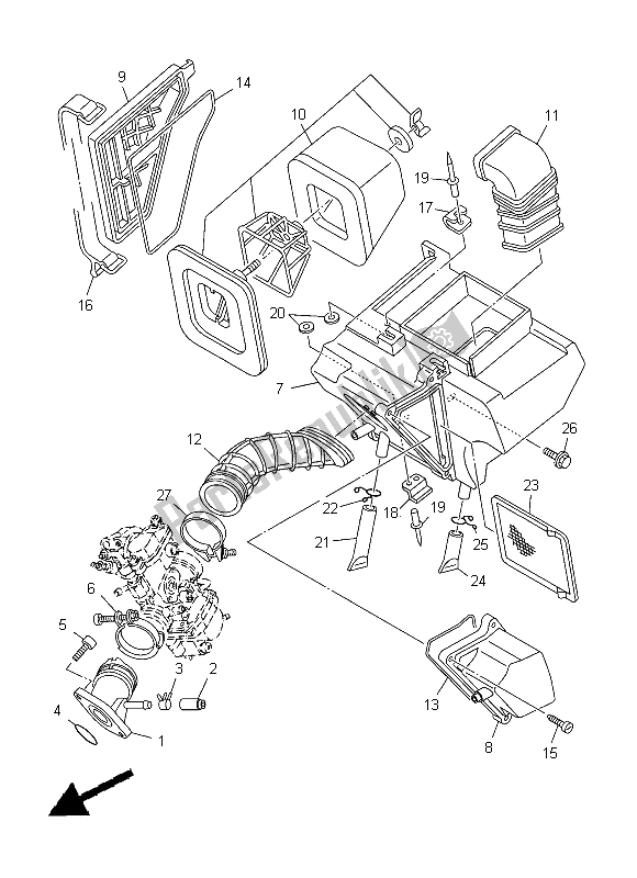 All parts for the Intake of the Yamaha TT R 125 LW 2015