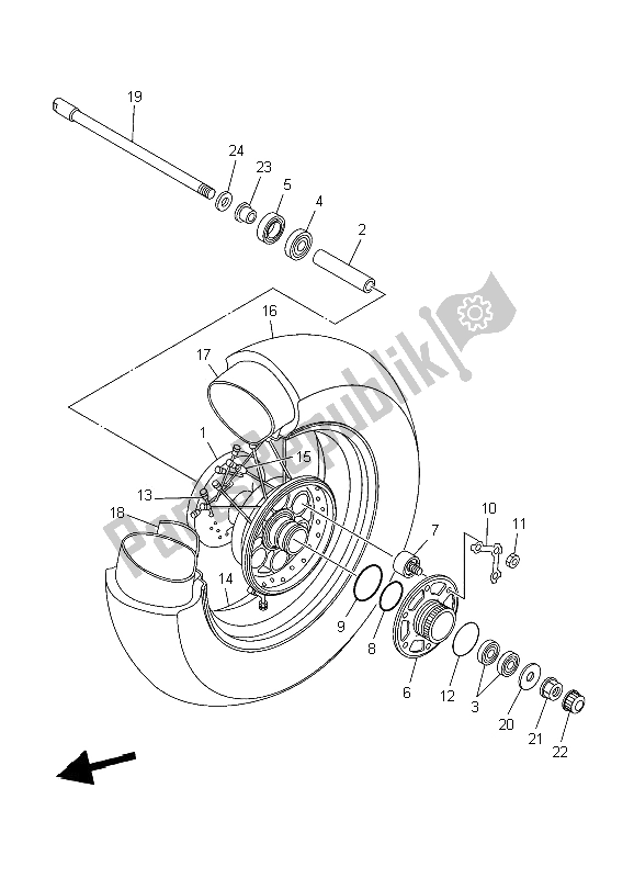 All parts for the Rear Wheel of the Yamaha XVS 1100A Dragstar Classic 2006