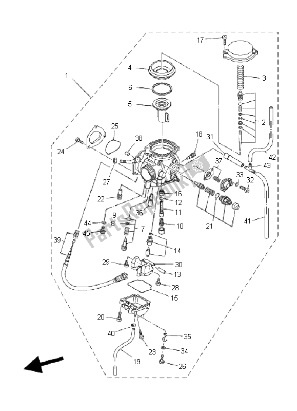 All parts for the Carburetor of the Yamaha YFM 350 Grizzly 2X4 2011