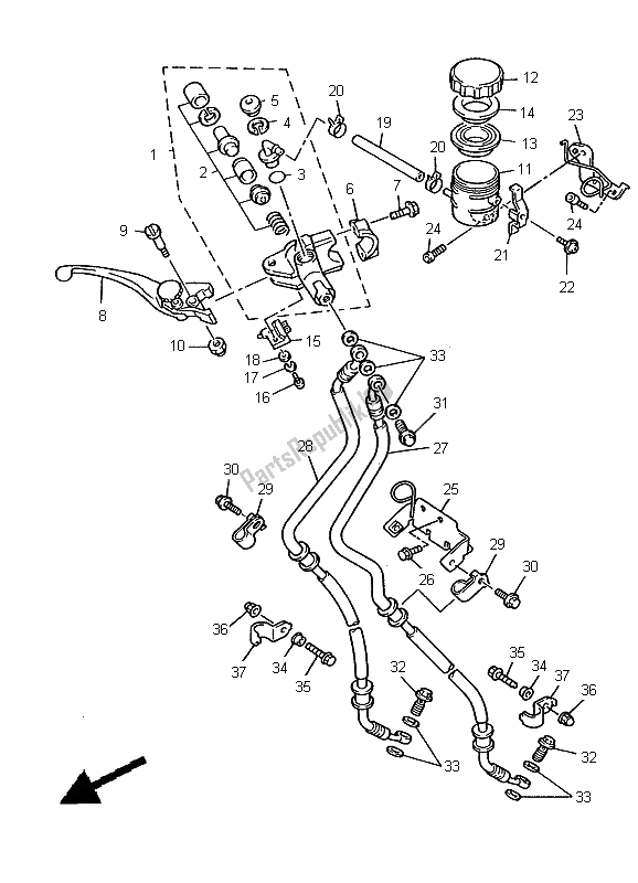 Todas as partes de Cilindro Mestre Dianteiro do Yamaha YZF 600R Thundercat 2000