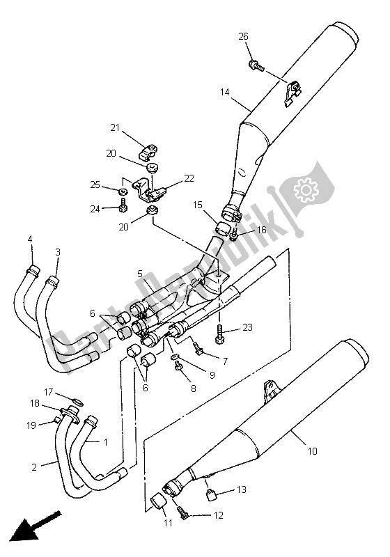 All parts for the Exhaust of the Yamaha XJ 900S Diversion 1996