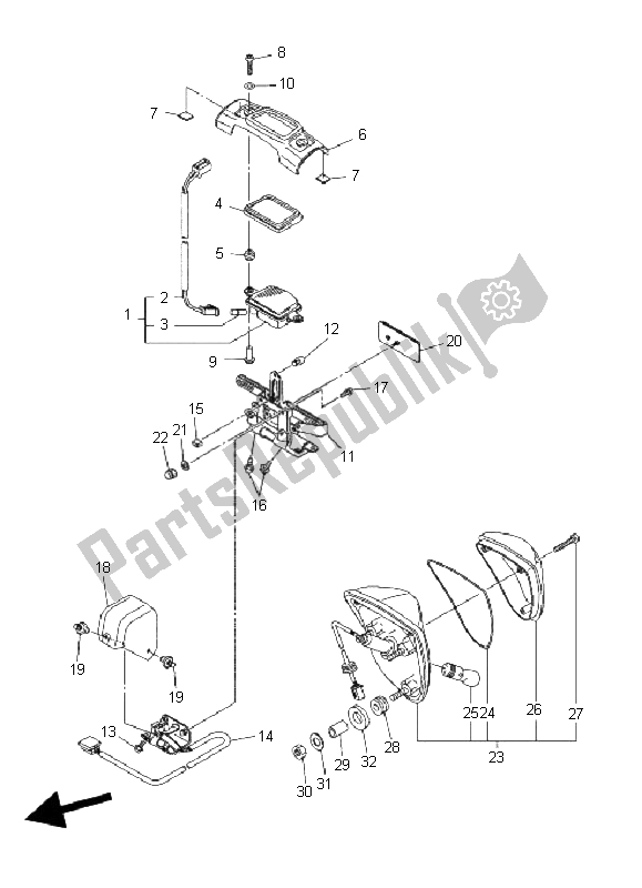 Alle onderdelen voor de Achterlicht van de Yamaha XVS 1300A Midnight Star 2008