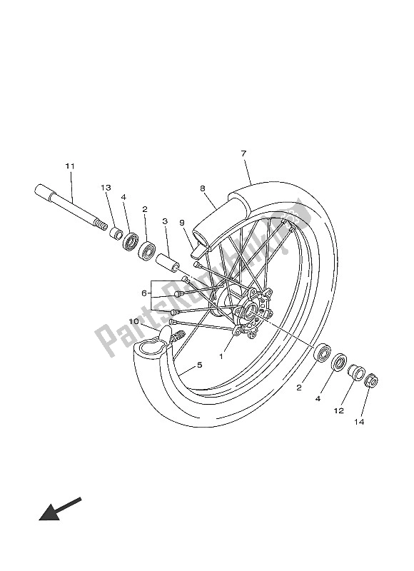 Wszystkie części do Przednie Ko? O Yamaha YZ 125 2016