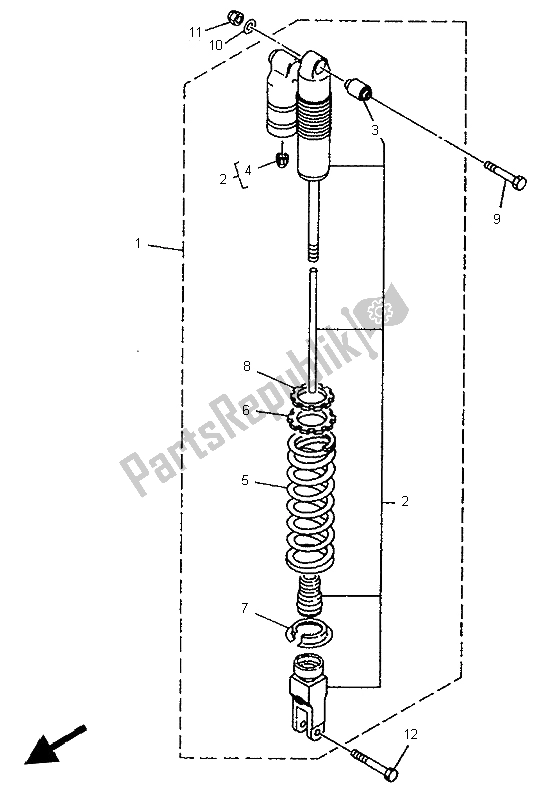 Tutte le parti per il Sospensione Posteriore del Yamaha YZ 80 LW 1998