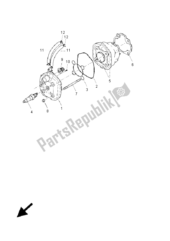 All parts for the Cylinder Head of the Yamaha YQ 50R Aerox 2008