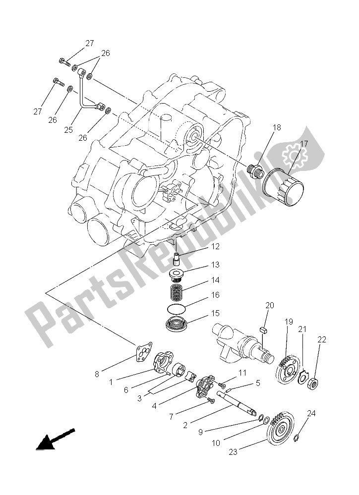 All parts for the Oil Pump of the Yamaha YFM 450 Fwad IRS Grizzly 4X4 Yamaha Black 2015