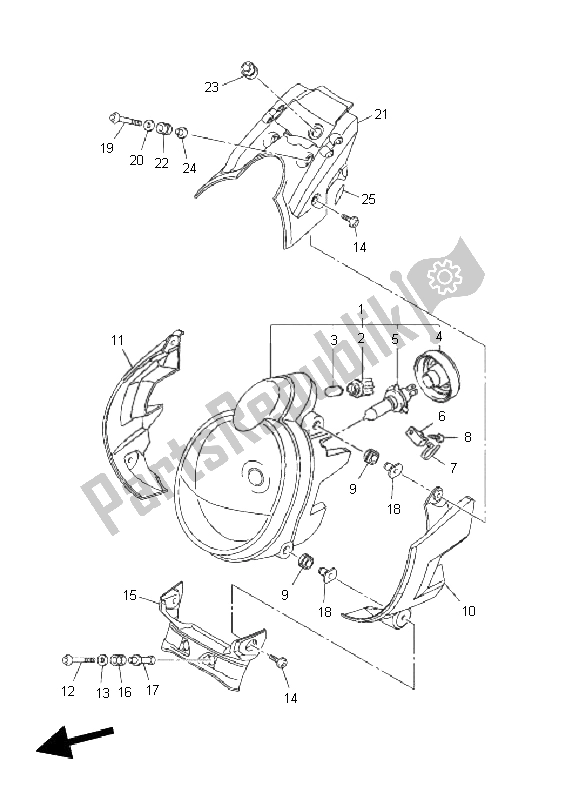 Alle onderdelen voor de Koplamp van de Yamaha VMX 17 1700 2011