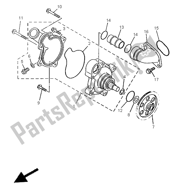 Alle onderdelen voor de Waterpomp van de Yamaha TRX 850 1996