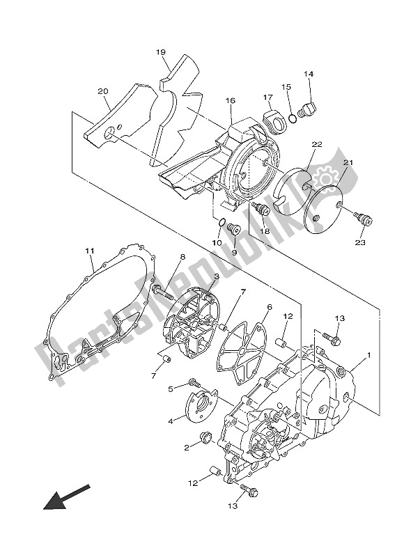 All parts for the Crankcase Cover 1 of the Yamaha XP 500 2016