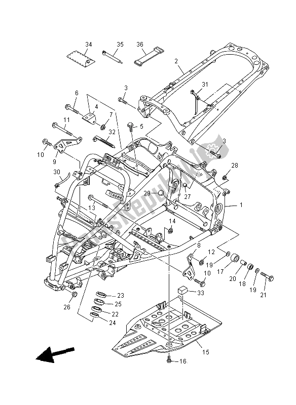 All parts for the Frame of the Yamaha YFM 700R 2012