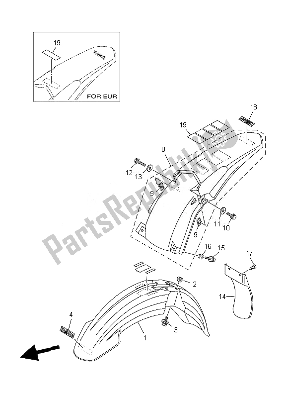 All parts for the Fender of the Yamaha YZ 125 2010