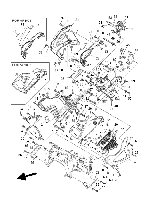 All parts for the Cowling of the Yamaha XT 1200Z Tenere 2011