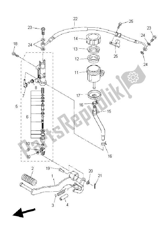 Alle onderdelen voor de Achterste Hoofdcilinder van de Yamaha FZ1 S Fazer 1000 2011