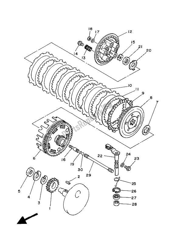 Todas las partes para Embrague de Yamaha XT 350 1988