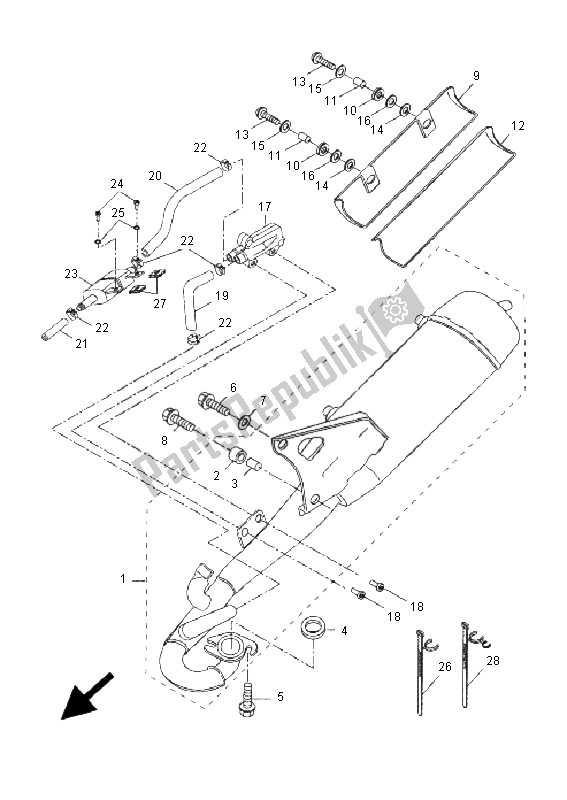 All parts for the Exhaust of the Yamaha YQ 50R Aerox 2006