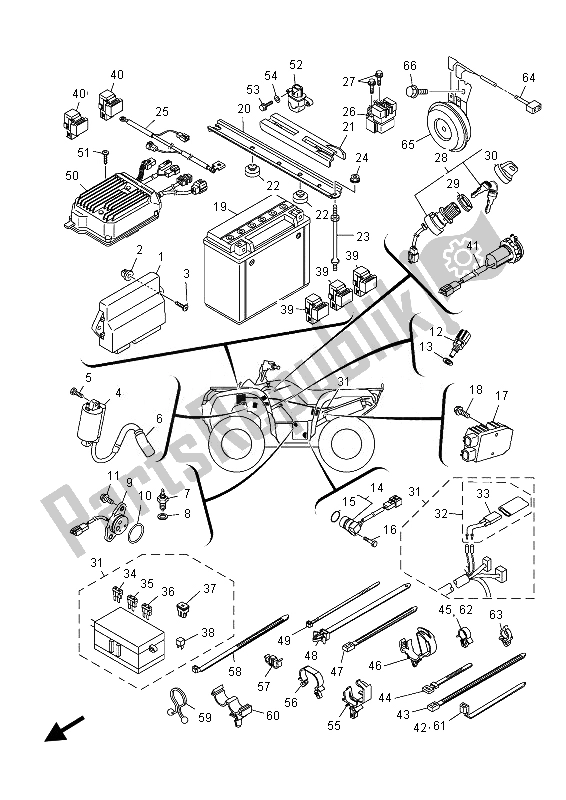 All parts for the Electrical 1 of the Yamaha YFM 550 Fgpled Grizzly 4X4 Yamaha Black 2013