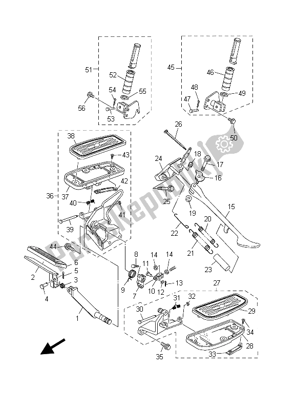 All parts for the Stand & Footrest of the Yamaha XVS 1100A Dragstar Classic 2003