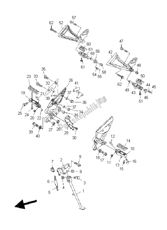 Todas as partes de Suporte E Apoio Para Os Pés do Yamaha FZ6 NHG 600 2008