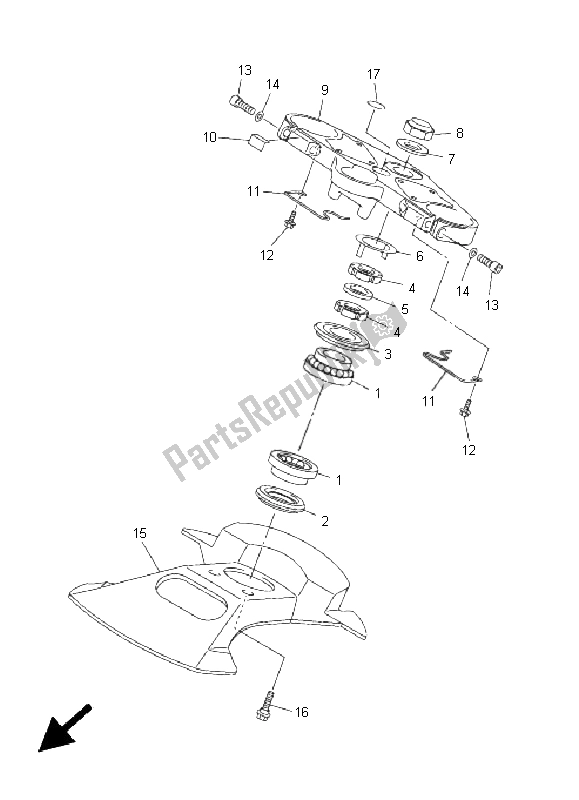 All parts for the Steering of the Yamaha FJR 1300 2005