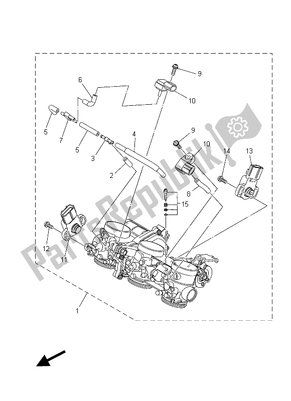 All parts for the Intake of the Yamaha MT 09 Tracer ABS 900 2015